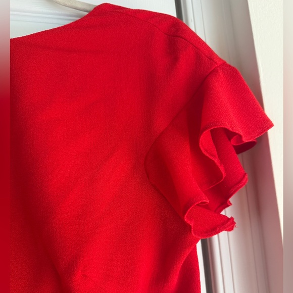 ASOS Red Mini Dress with Ruffle Sleeves - Picture 2 of 4